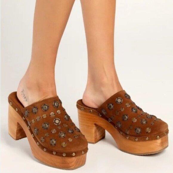 Free People Claudia Suede Platform Clogs - Picture 1 of 13